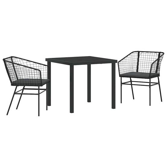 Ensemble de salle à manger pour jardin 3 pcs | Mobilier d'extérieur Noir polyrotin Maison Chic - Image 1