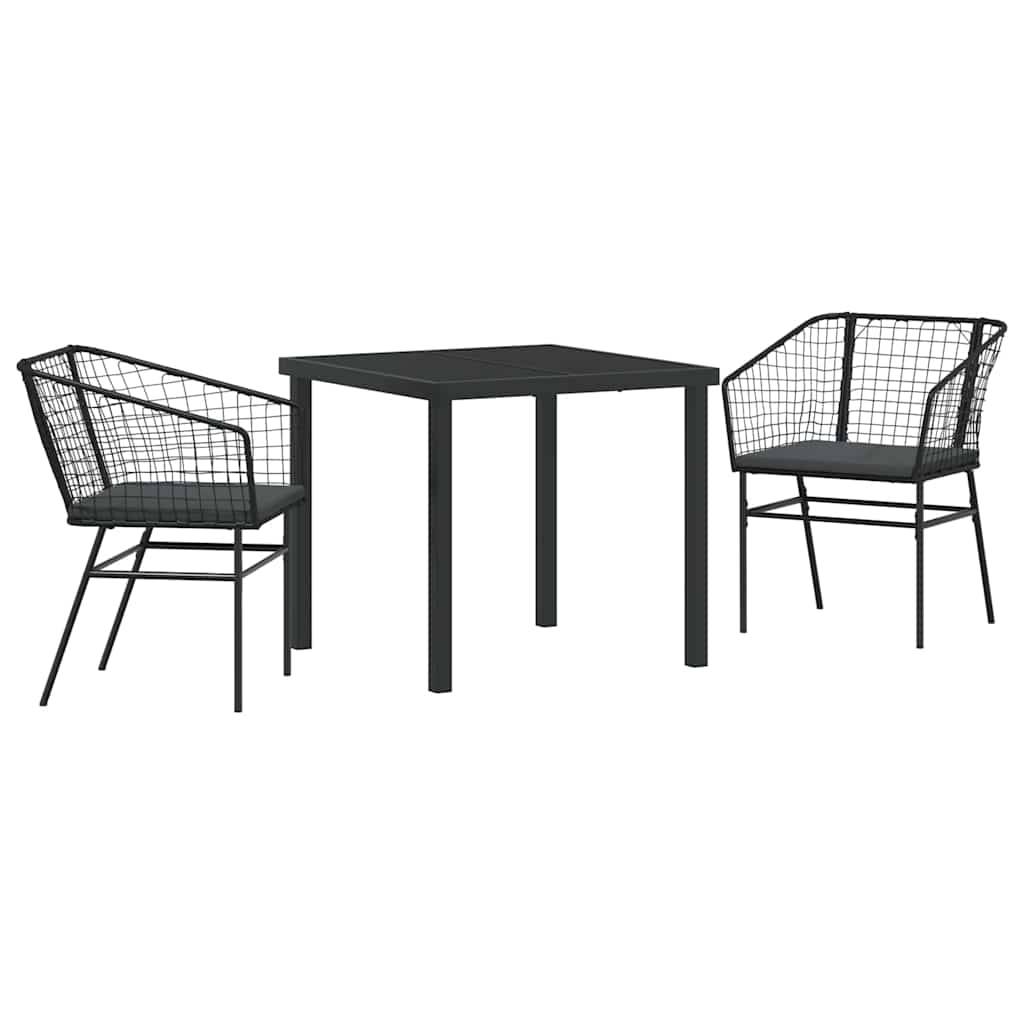 Ensemble de salle à manger pour jardin 3 pcs | Mobilier d'extérieur Noir polyrotin Maison Chic - Image 1