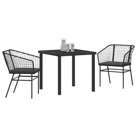 Ensemble de salle à manger pour jardin 3 pcs | Mobilier d'extérieur Noir polyrotin Maison Chic - Image 3