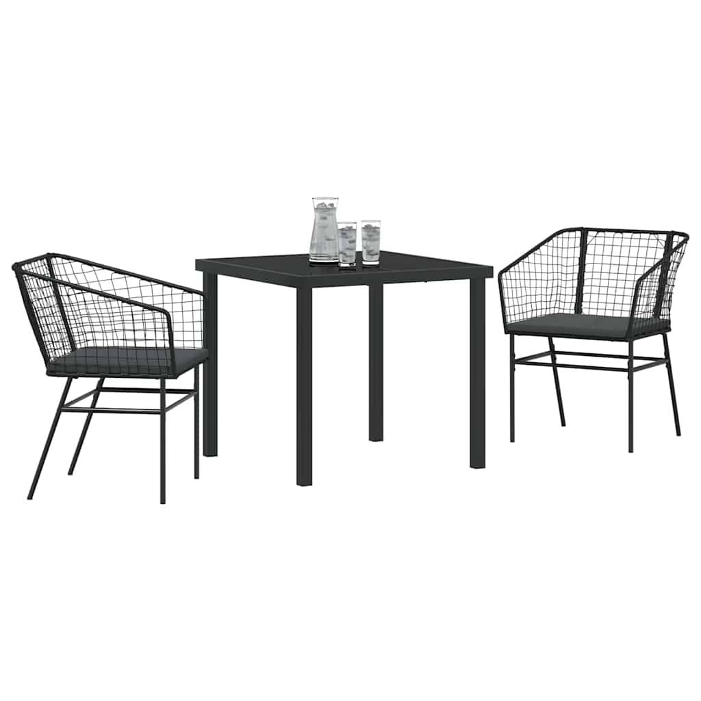 Ensemble de salle à manger pour jardin 3 pcs | Mobilier d'extérieur Noir polyrotin Maison Chic - Image 3