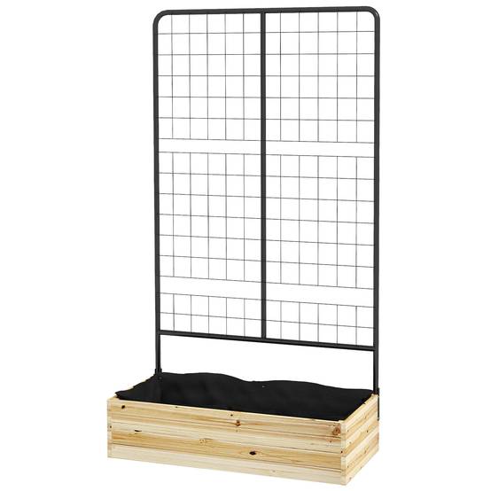 Sans Marque - Potager surélevé treillis doublure polaire bois naturel acier 80x38x145 cm noir - Image 2
