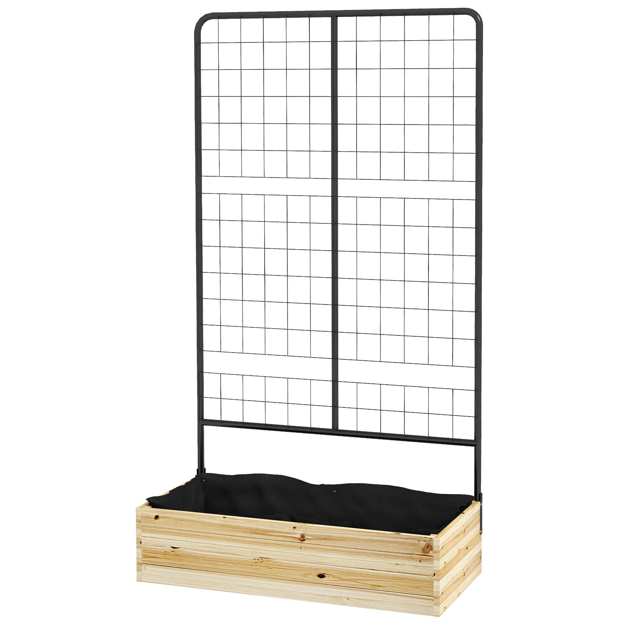 Sans Marque - Potager surélevé treillis doublure polaire bois naturel acier 80x38x145 cm noir - Image 2
