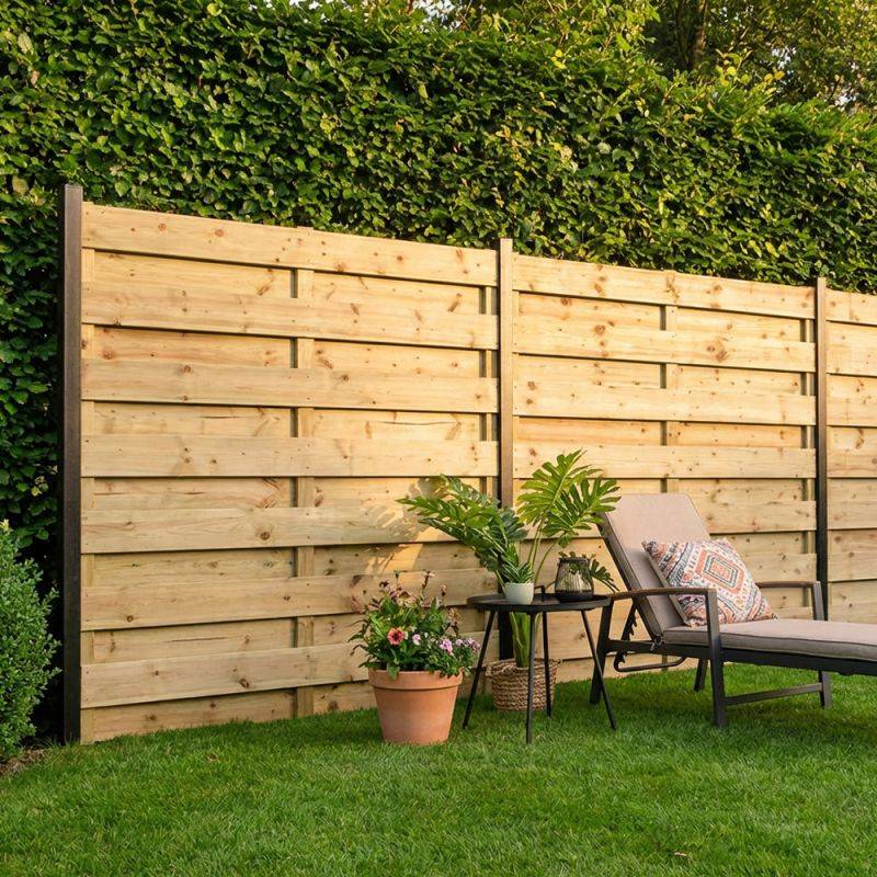 Panneau bois plein 180x180 cm – Sapin rouge – Clôture & brise-vue jardin - Image 2