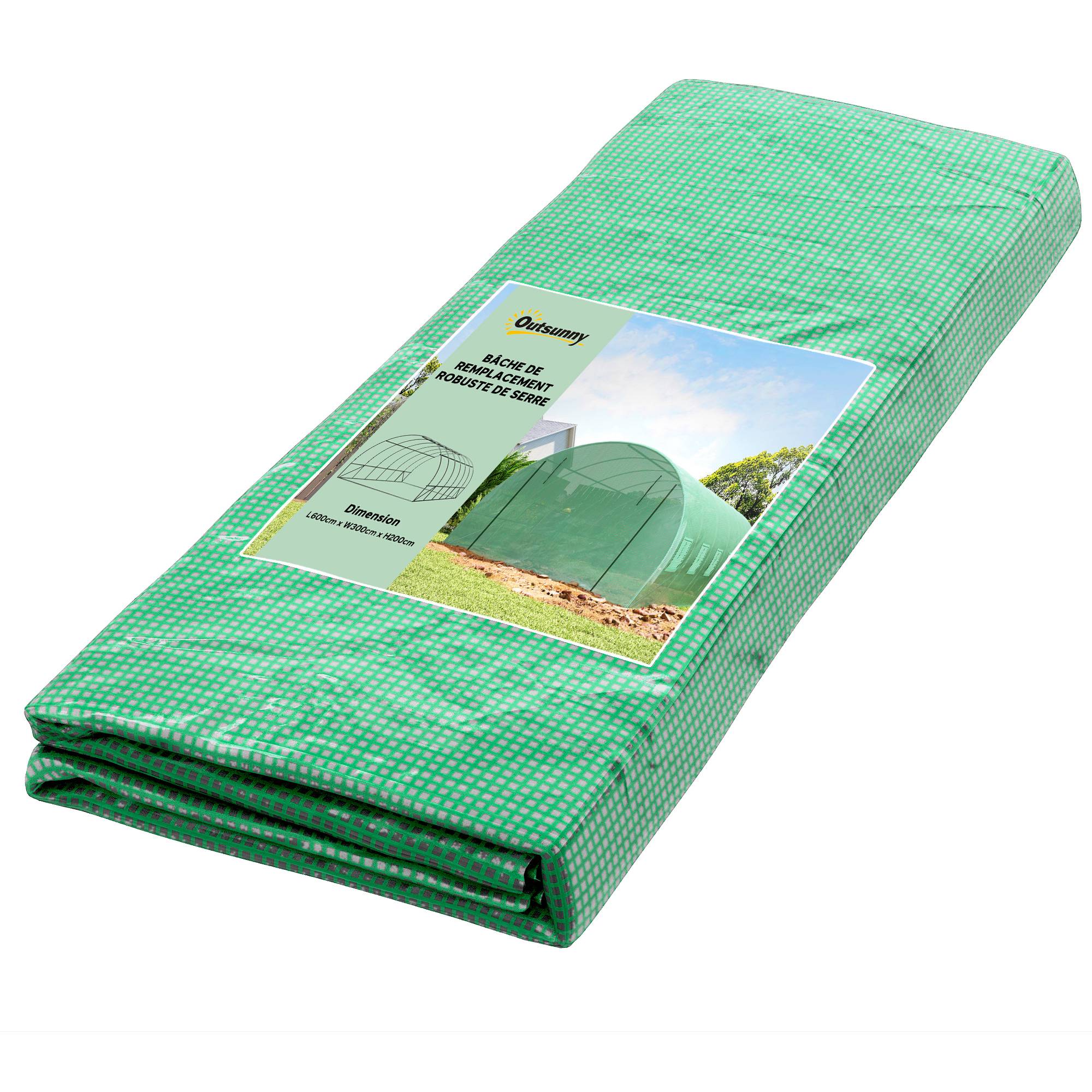Bâche de Rechange Serre Tunnel 18 m², bâche 6 x 3 x 2 m PE Anti-UV imperméable 12 fenêtres + Porte Enroulable zippée vert - Image 1