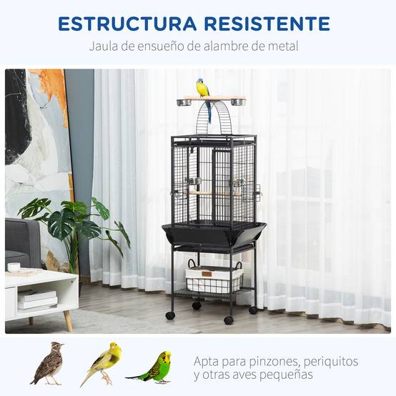 ComfortXL - Cage à Perroquet Grise en Acier sur Roulettes avec Aire de Jeu Supérieure pour Cacatès 156 cm - ComfortXL Outdoor Living - Image 9