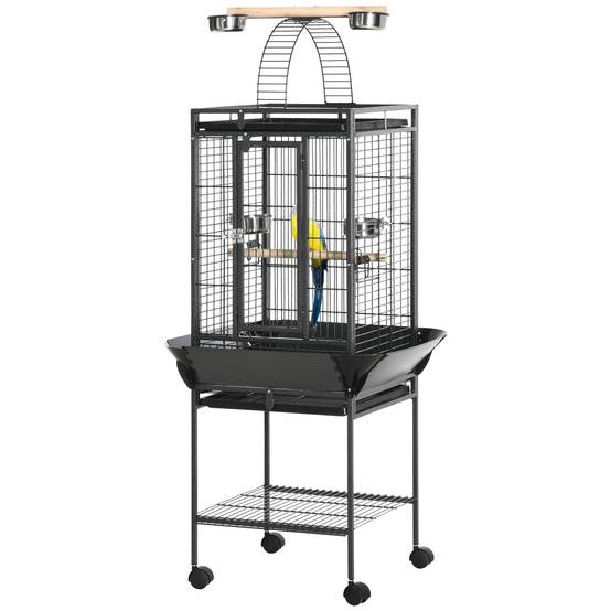 ComfortXL - Cage à Perroquet Grise en Acier sur Roulettes avec Aire de Jeu Supérieure pour Cacatès 156 cm - ComfortXL Outdoor Living - Image 2