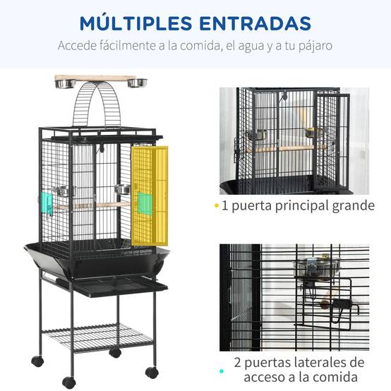 ComfortXL - Cage à Perroquet Grise en Acier sur Roulettes avec Aire de Jeu Supérieure pour Cacatès 156 cm - ComfortXL Outdoor Living - Image 8