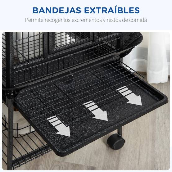 ComfortXL - Cage à Perroquet Grise en Acier sur Roulettes avec Aire de Jeu Supérieure pour Cacatès 156 cm - ComfortXL Outdoor Living - Image 6