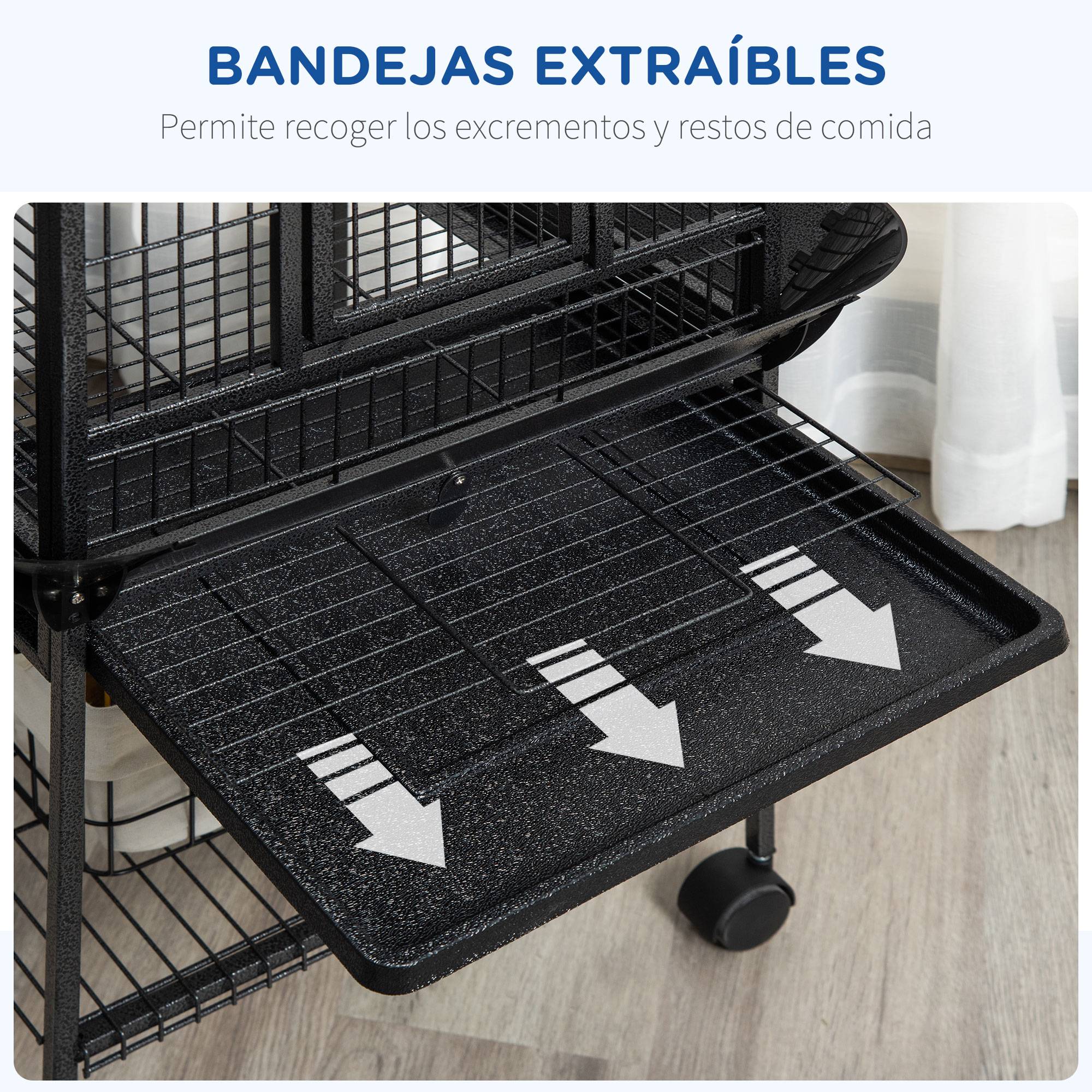 ComfortXL - Cage à Perroquet Grise en Acier sur Roulettes avec Aire de Jeu Supérieure pour Cacatès 156 cm - ComfortXL Outdoor Living - Image 6