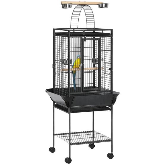 ComfortXL - Cage à Perroquet Grise en Acier sur Roulettes avec Aire de Jeu Supérieure pour Cacatès 156 cm - ComfortXL Outdoor Living - Image 1