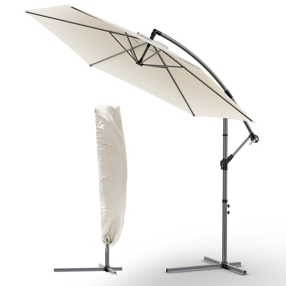 Vounot - Parasol déporté inclinable 3M avec housse de protection Beige - Inclinaison réglable - Rotatif 360° - Manivelle anti-retour - VOUNOT® - Image 1