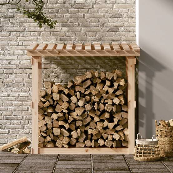 Abri à bûches extérieur en Pin Massif Non Traité Stockage bois avec Toit 108x64,5x109 cm - ComfortXL Outdoor Living - Image 3