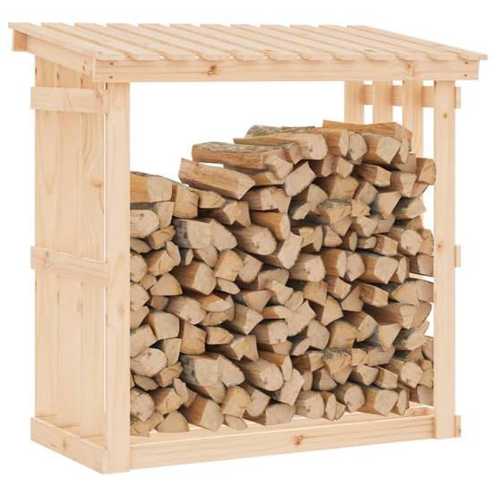 Abri à bûches extérieur en Pin Massif Non Traité Stockage bois avec Toit 108x64,5x109 cm - ComfortXL Outdoor Living - Image 4