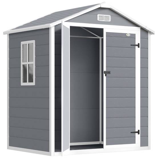 Sans Marque - Abri jardin métallique verrouillable double porte fenêtre aluminium 1,80x1,30x2,10 m gris - Image 2
