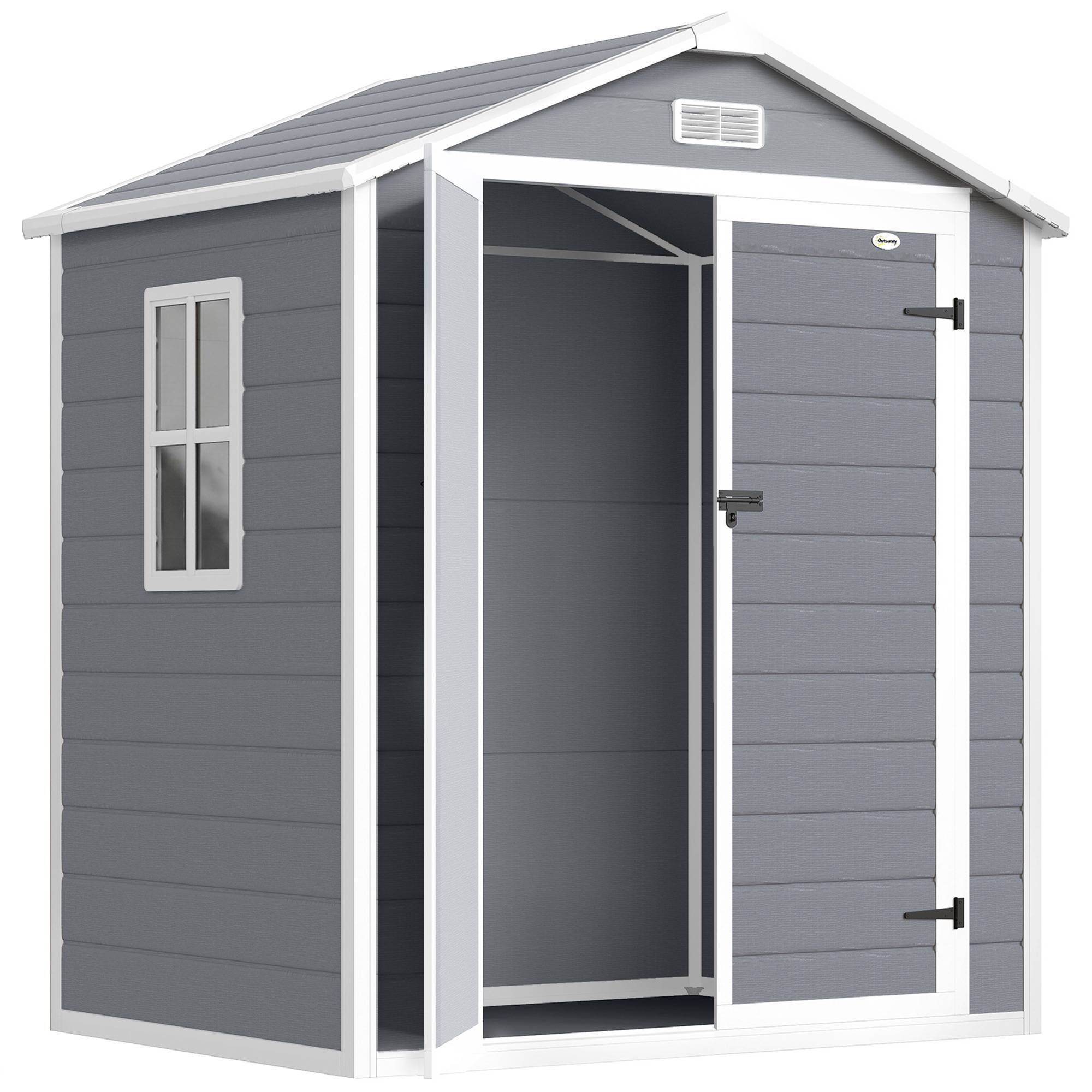 Sans Marque - Abri jardin métallique verrouillable double porte fenêtre aluminium 1,80x1,30x2,10 m gris - Image 2