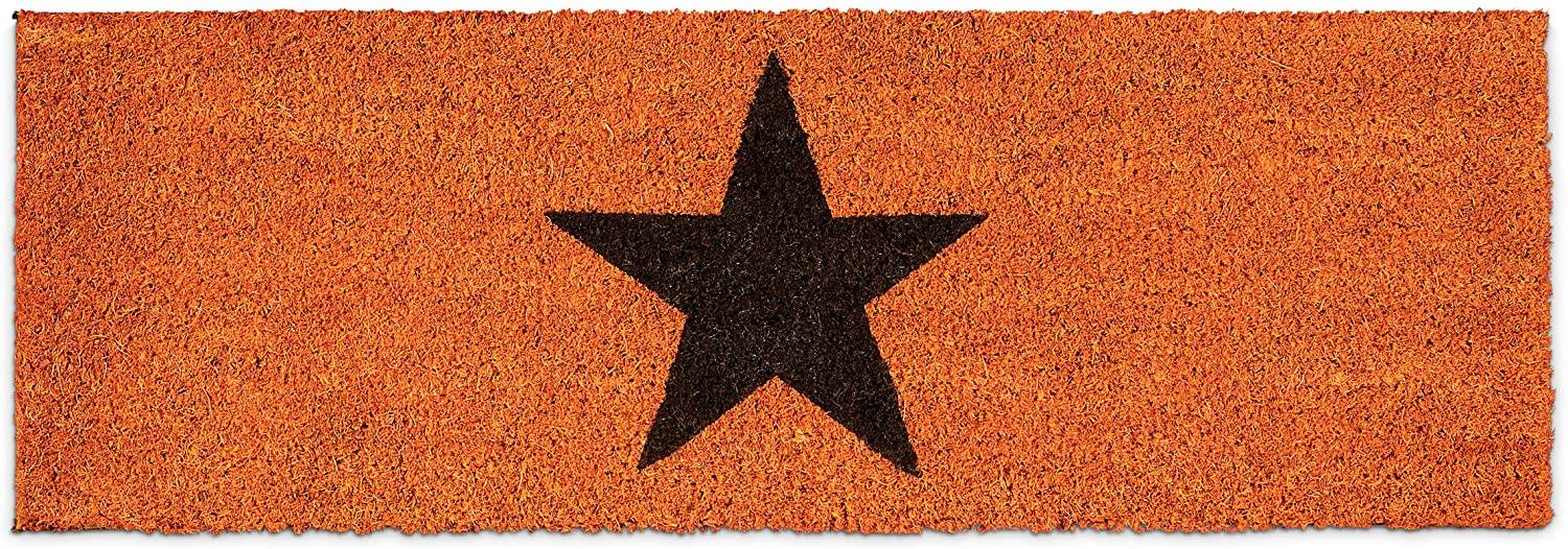 Paillasson tapis de sol porte d’entrée essuie-pieds étoiles fibres de coco orange - Image 1