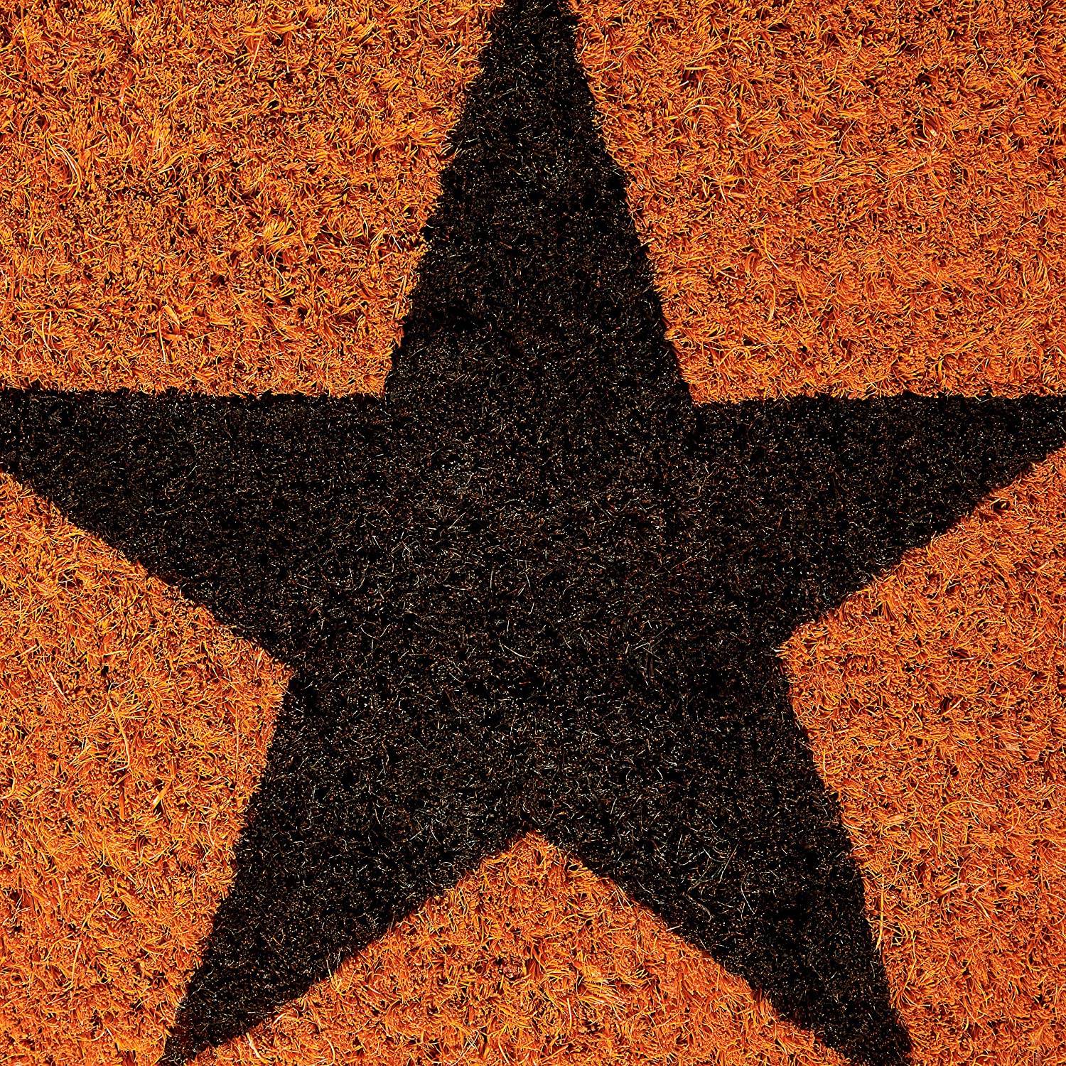 Paillasson tapis de sol porte d’entrée essuie-pieds étoiles fibres de coco orange - Image 3