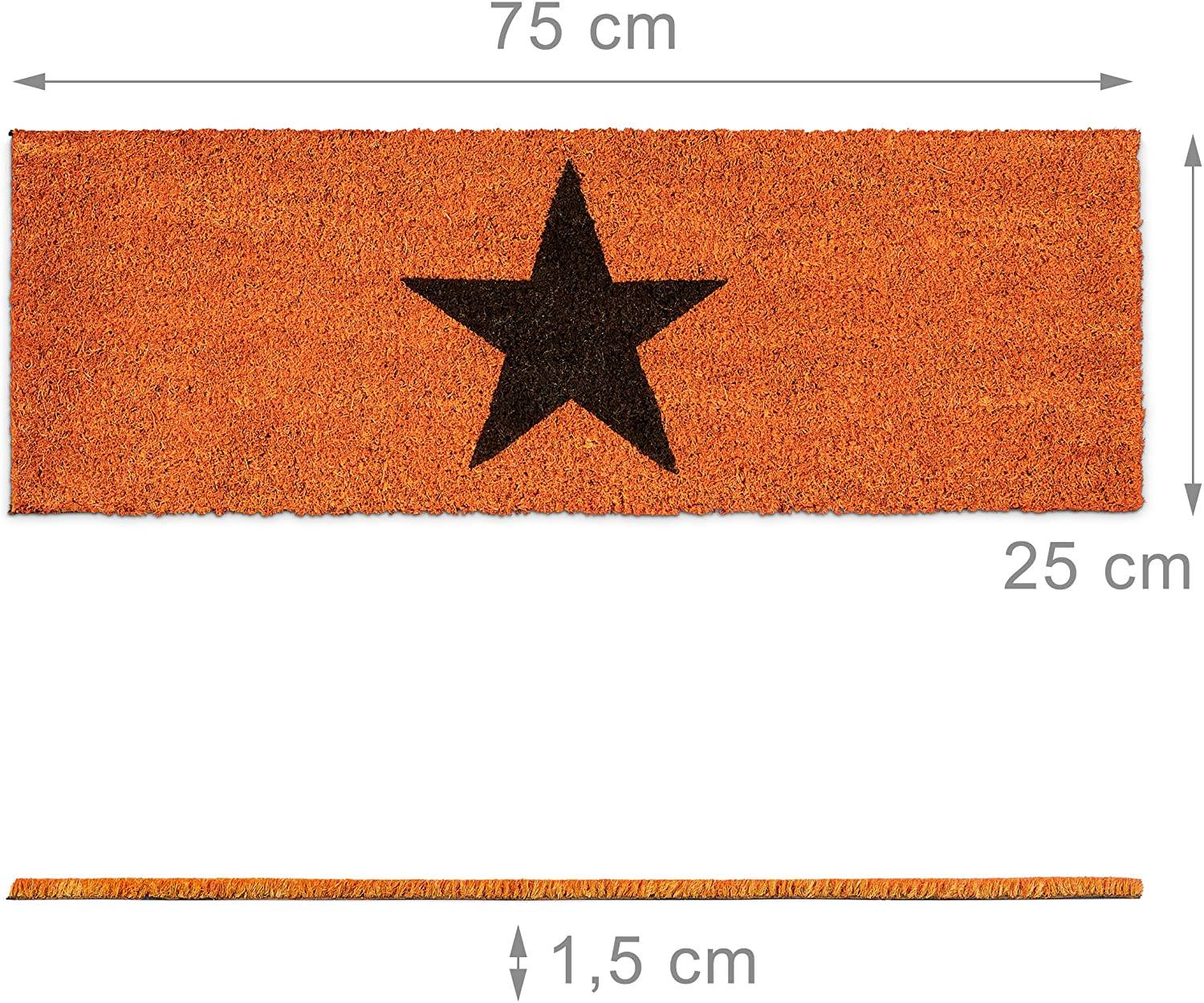 Paillasson tapis de sol porte d’entrée essuie-pieds étoiles fibres de coco orange - Image 2