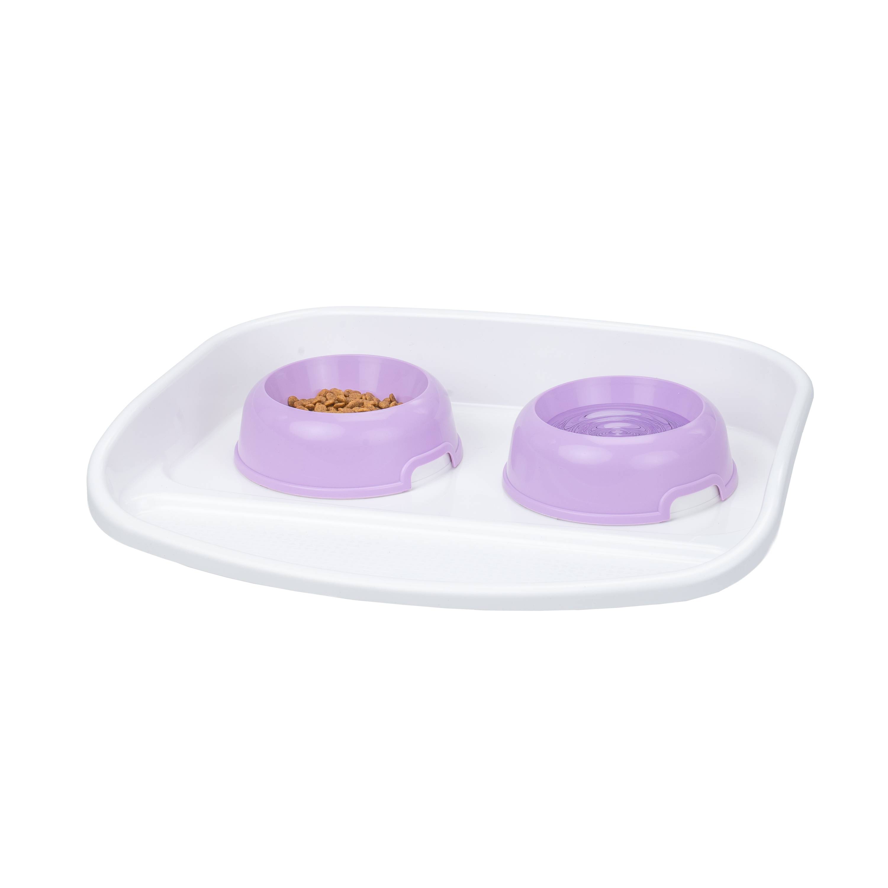 Ferplast - Ferplast Plateau avec écuelles pour chats et chiens LINDO Double écuelle pour animaux, base en plastique résistant, pieds anti-dérapant, 2 écuelles - Image 1