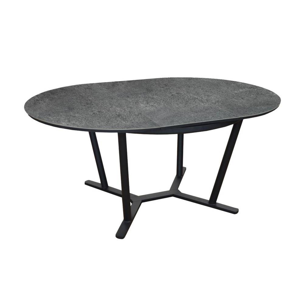Proloisirs - table de jardin ronde Valenza en Aluminium 125/175 cm - plateau SPC - graphite/girs PROLOISIRS