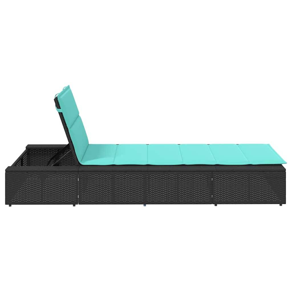 PANGIVO - Transat résine tressée noire avec coussin flottant 210 x 100 x 27,5/47/67/79 cm - PANGIVO - Image 7