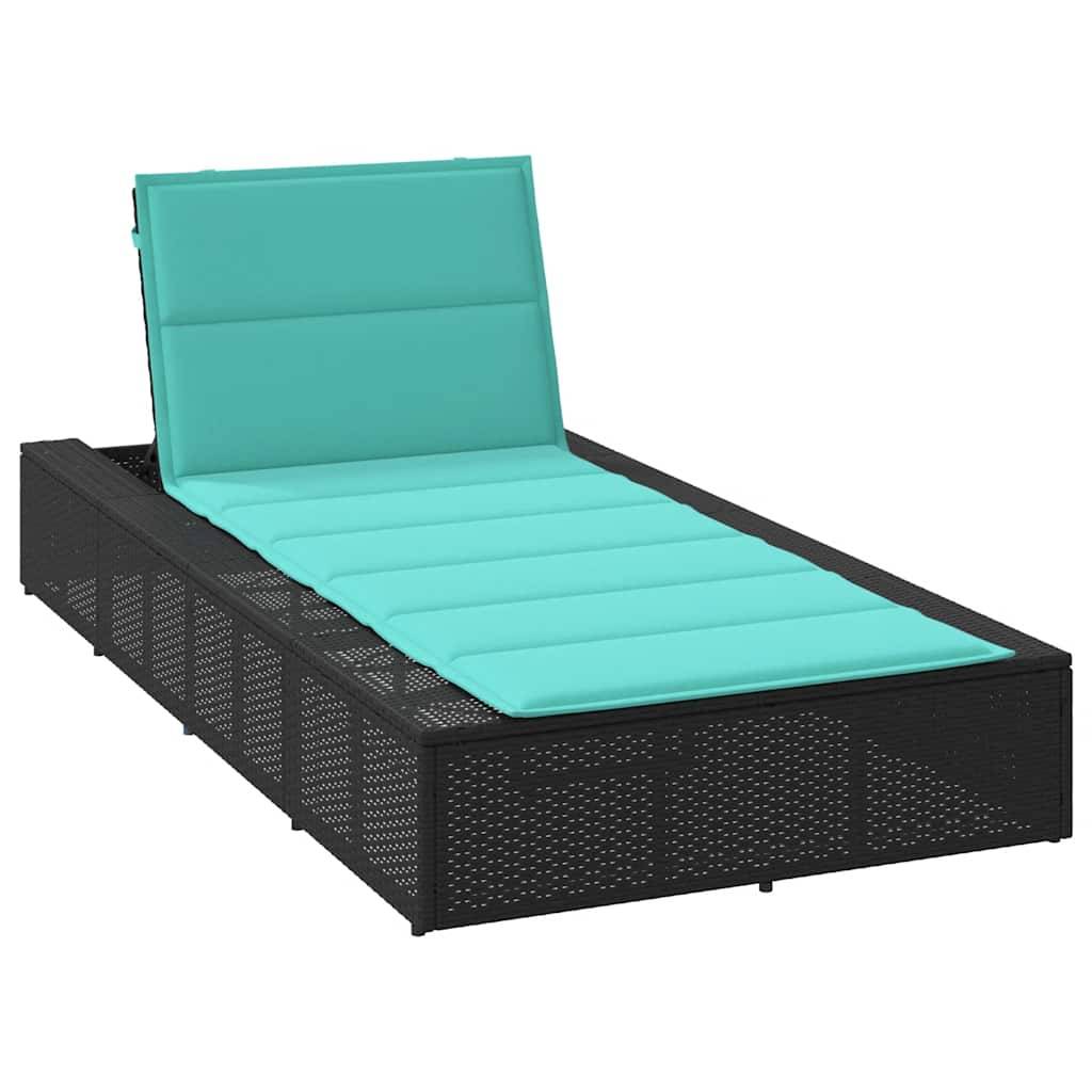 PANGIVO - Transat résine tressée noire avec coussin flottant 210 x 100 x 27,5/47/67/79 cm - PANGIVO - Image 1