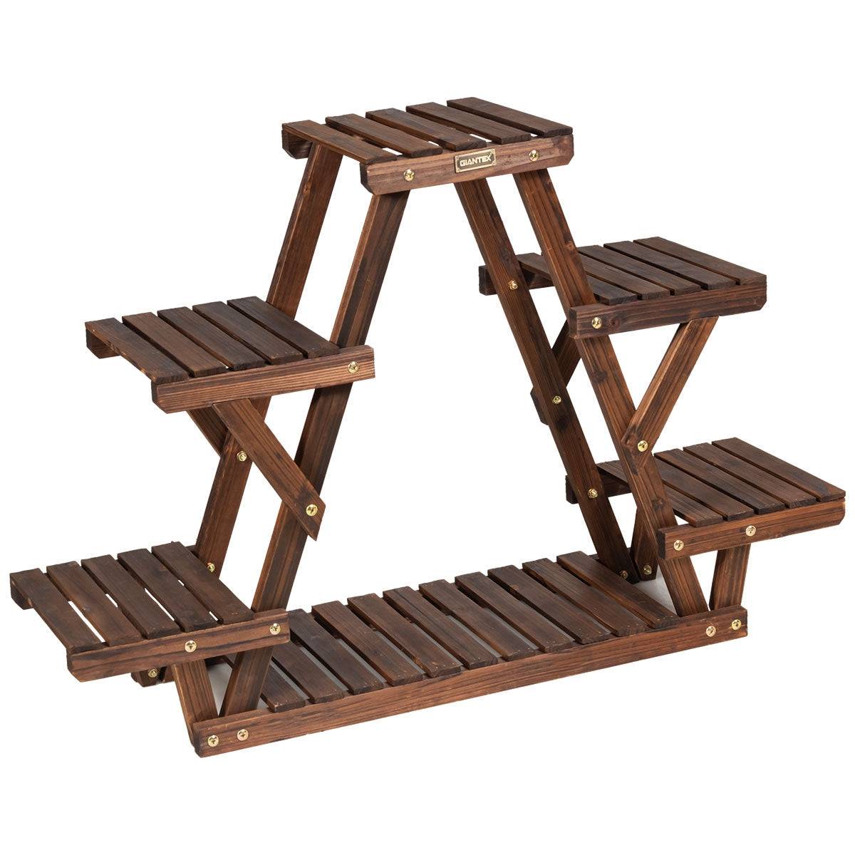 Étagère pour plantes en bois 6 tablettes 99 x 25 x 64 cm charge 10 kg par niveau terrasse jardin balcon salon