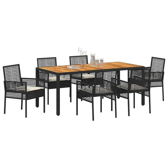ComfortXL - Table et chaises de jardin 6 places en polyrotin pour repas en terrasse avec coussins Noir – ComfortXL Outdoor Living - Image 3