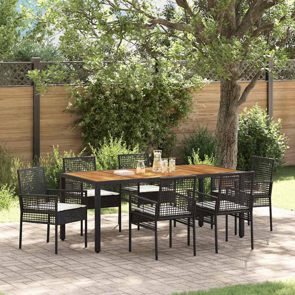 ComfortXL - Table et chaises de jardin 6 places en polyrotin pour repas en terrasse avec coussins Noir – ComfortXL Outdoor Living - Image 1