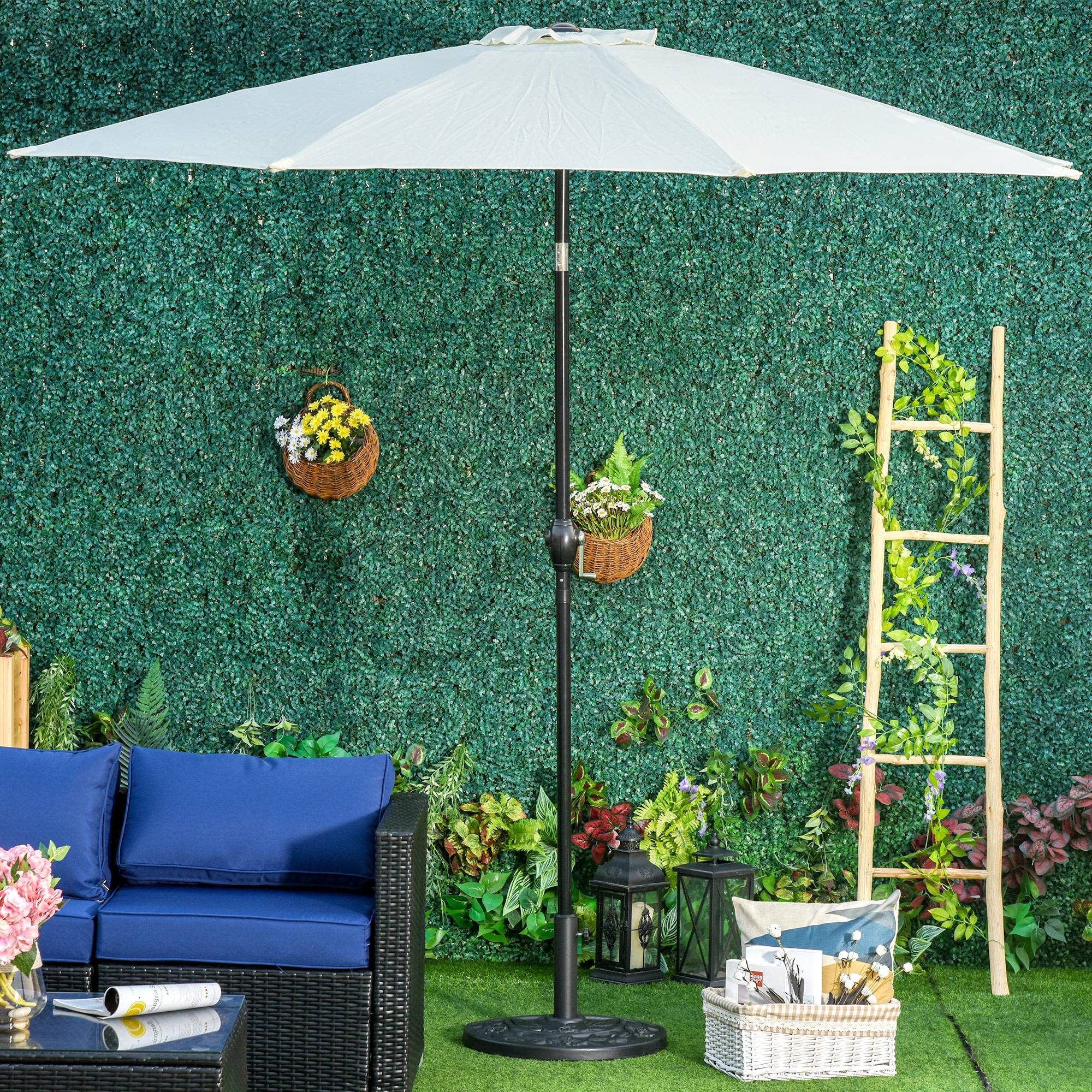 Demi pied parasol HDPE ciment balcon maintien stable motif floral 9kg noir - ComfortXL Outdoor Living - Image 4