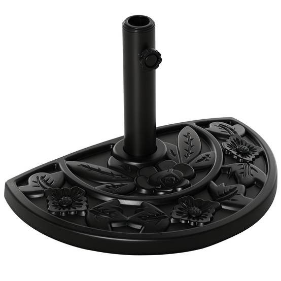 Demi pied parasol HDPE ciment balcon maintien stable motif floral 9kg noir - ComfortXL Outdoor Living - Image 1
