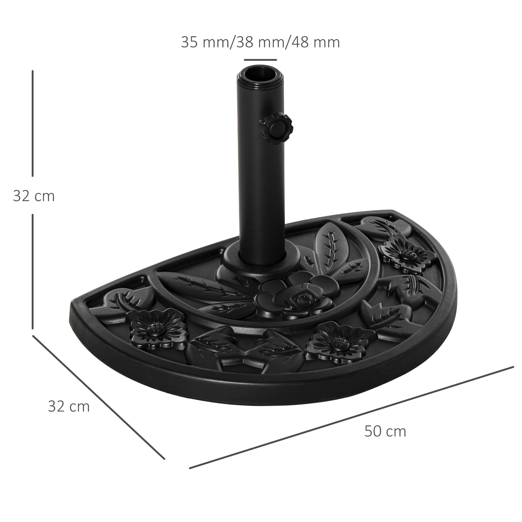 Demi pied parasol HDPE ciment balcon maintien stable motif floral 9kg noir - ComfortXL Outdoor Living - Image 5
