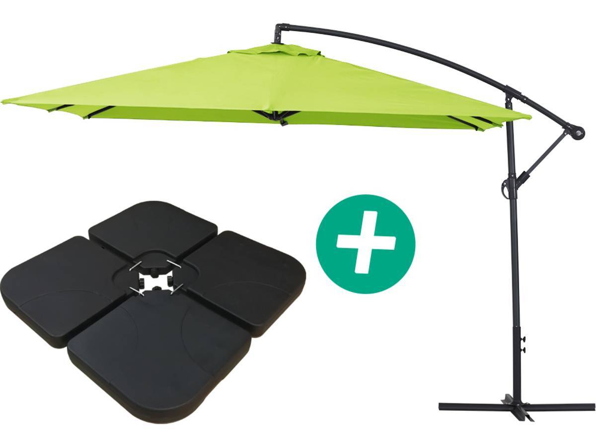 Habitat Et Jardin - Parasol Jardin Déporté Alu "ilios 3" - Carré - 3 X 3 M - Vert - Dalles Incluses -habitat Et Jardin - Image 1