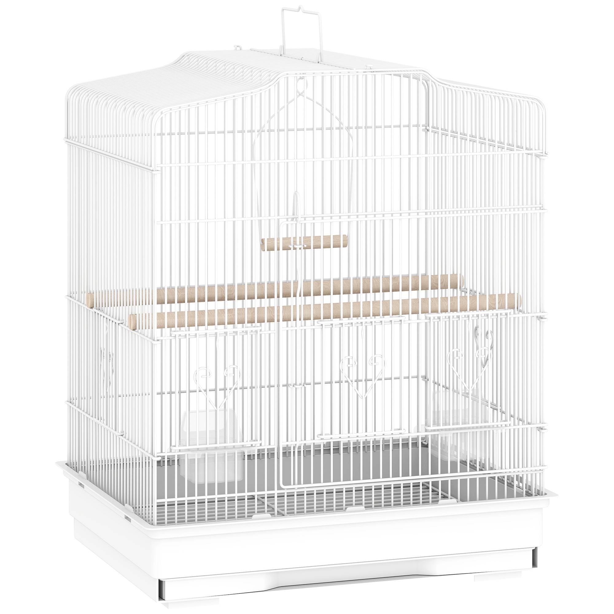 ComfortXL - Cage à oiseaux en acier blanc 46,5 x 36 x 59 cm pour canaris et perruches avec balançoire et plateau amovible - Image 10