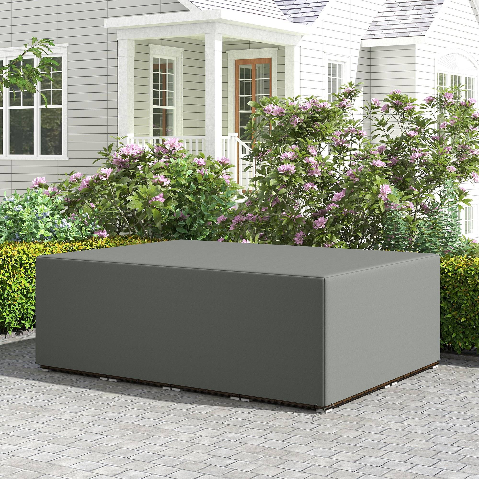 Housse de meubles de jardin, housse salon de jardin imperméables coupe-vent et anti-UV, 275 x 205 x 90 cm, gris - Image 10