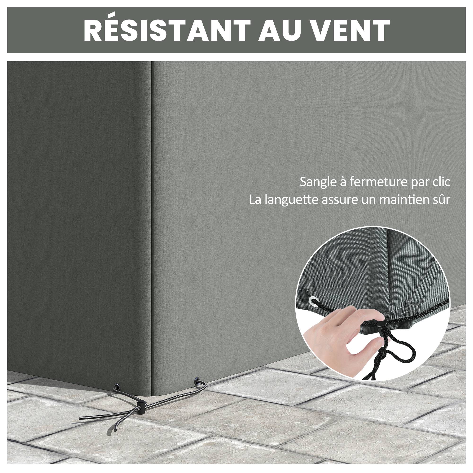 Housse de meubles de jardin, housse salon de jardin imperméables coupe-vent et anti-UV, 275 x 205 x 90 cm, gris - Image 8