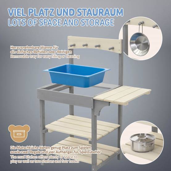 Cuisine Enfant Double Face DREAMADE, Epicerie avec Evier Amovible, Robinet, Etagères, 4 Ustensiles, Bleu - Jeux - Jouets Cuisine Enfant Double Face DREAMADE, Epicerie avec Evier Amovible, Robinet, Etagères, 4 Ustensiles, Bleu - Jeux - Jouets