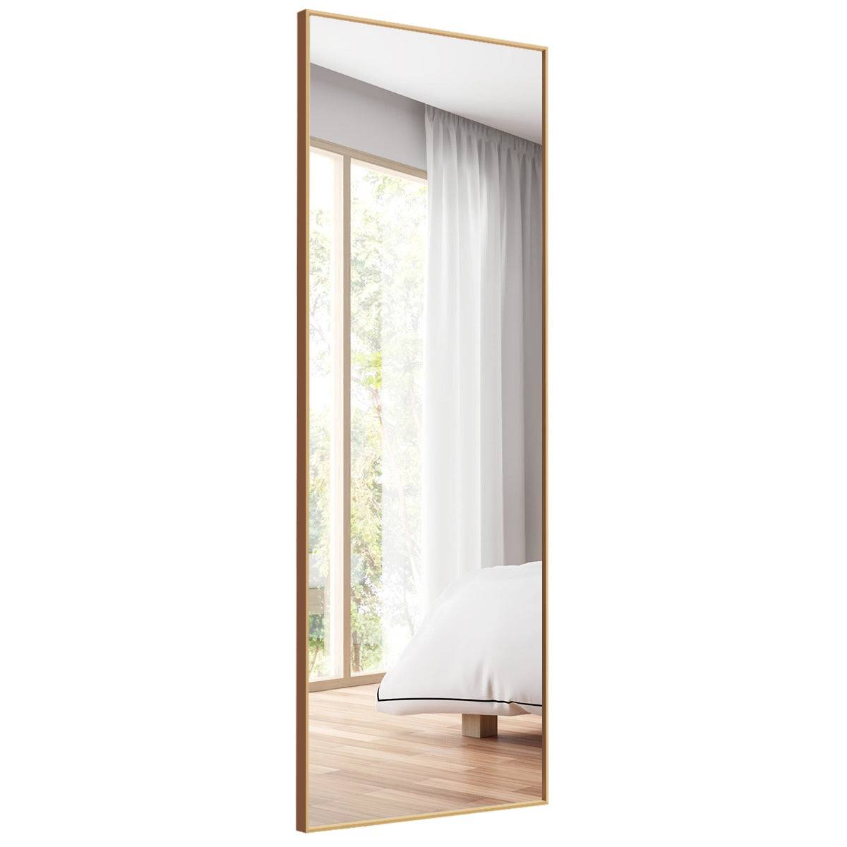 Helloshop26 - Miroir psyché miroir HD en verre antidéflagrant 150 x 4 x 56 cm cadre or en aluminium - Image 1