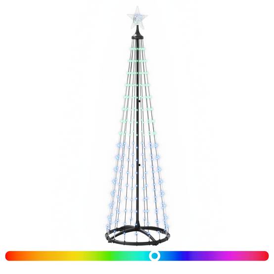 Vidaxl - Sapin cône lumineux LED 180 cm 250 LED Multicolore Acier Blanc vidaXL 42050811 - Image 4