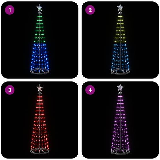 Vidaxl - Sapin cône lumineux LED 180 cm 250 LED Multicolore Acier Blanc vidaXL 42050811 - Image 7