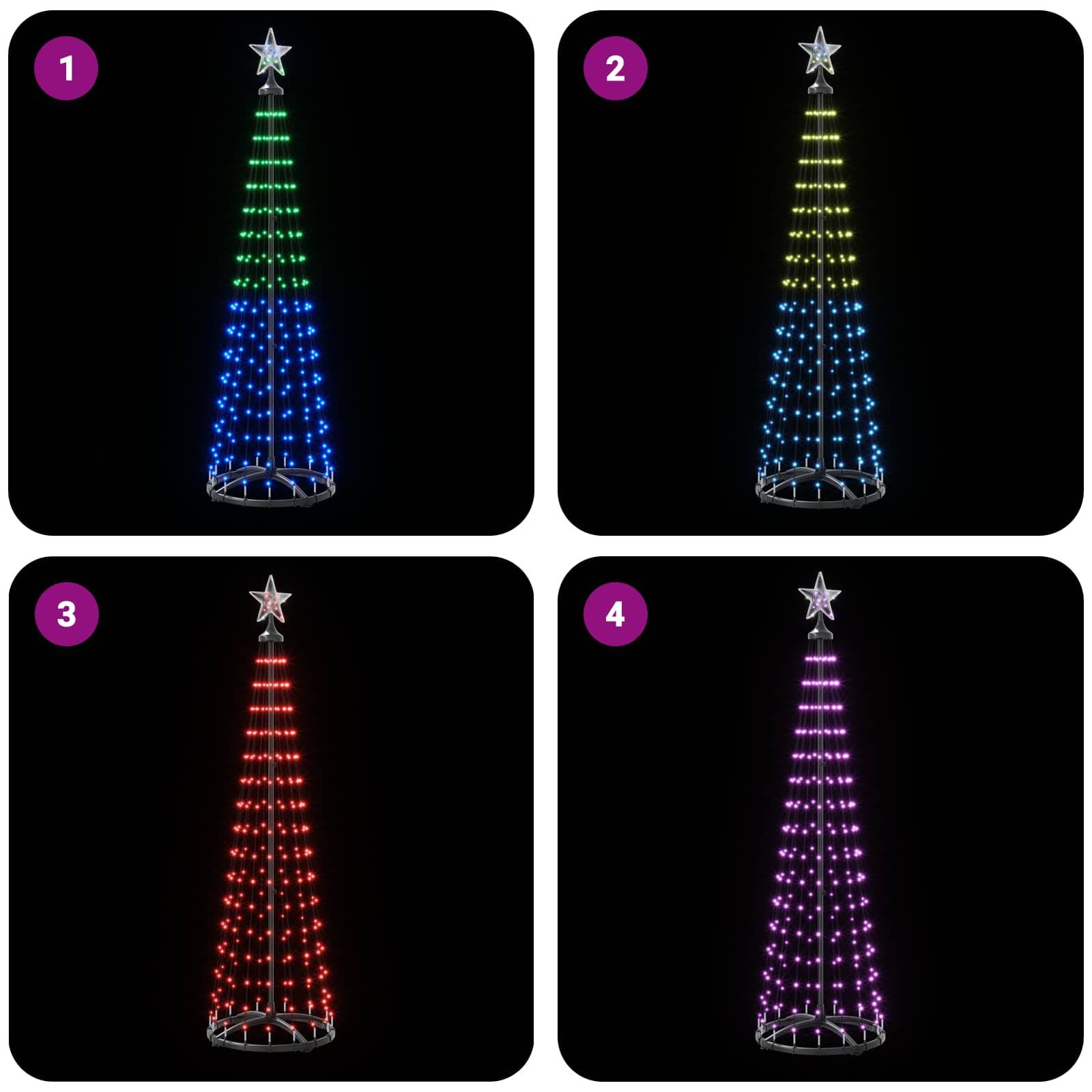 Vidaxl - Sapin cône lumineux LED 180 cm 250 LED Multicolore Acier Blanc vidaXL 42050811 - Image 7