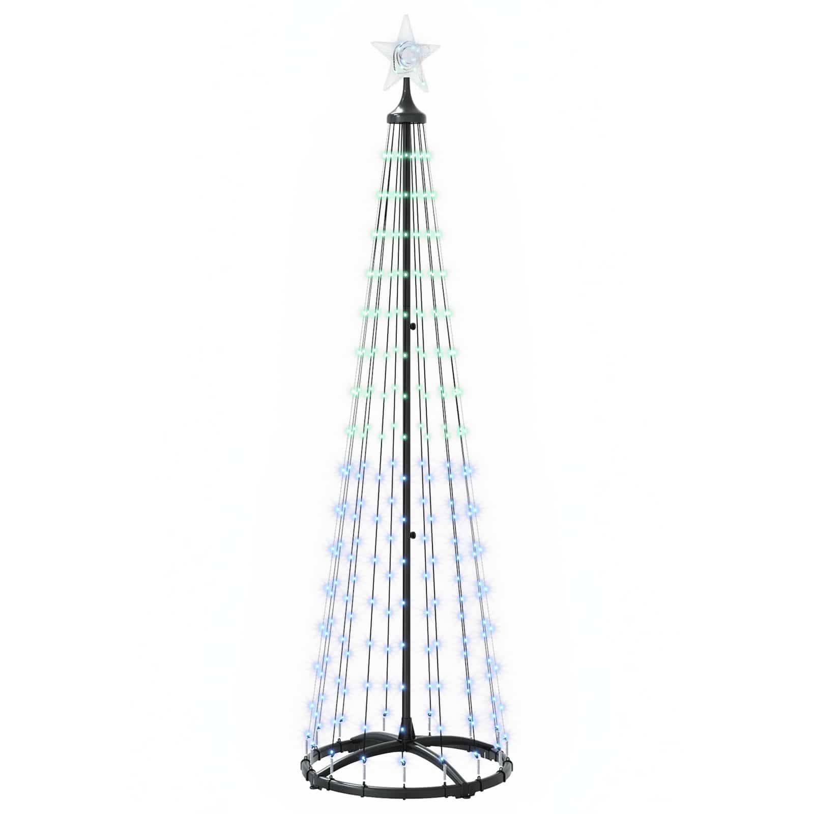 Vidaxl - Sapin cône lumineux LED 180 cm 250 LED Multicolore Acier Blanc vidaXL 42050811 - Image 2
