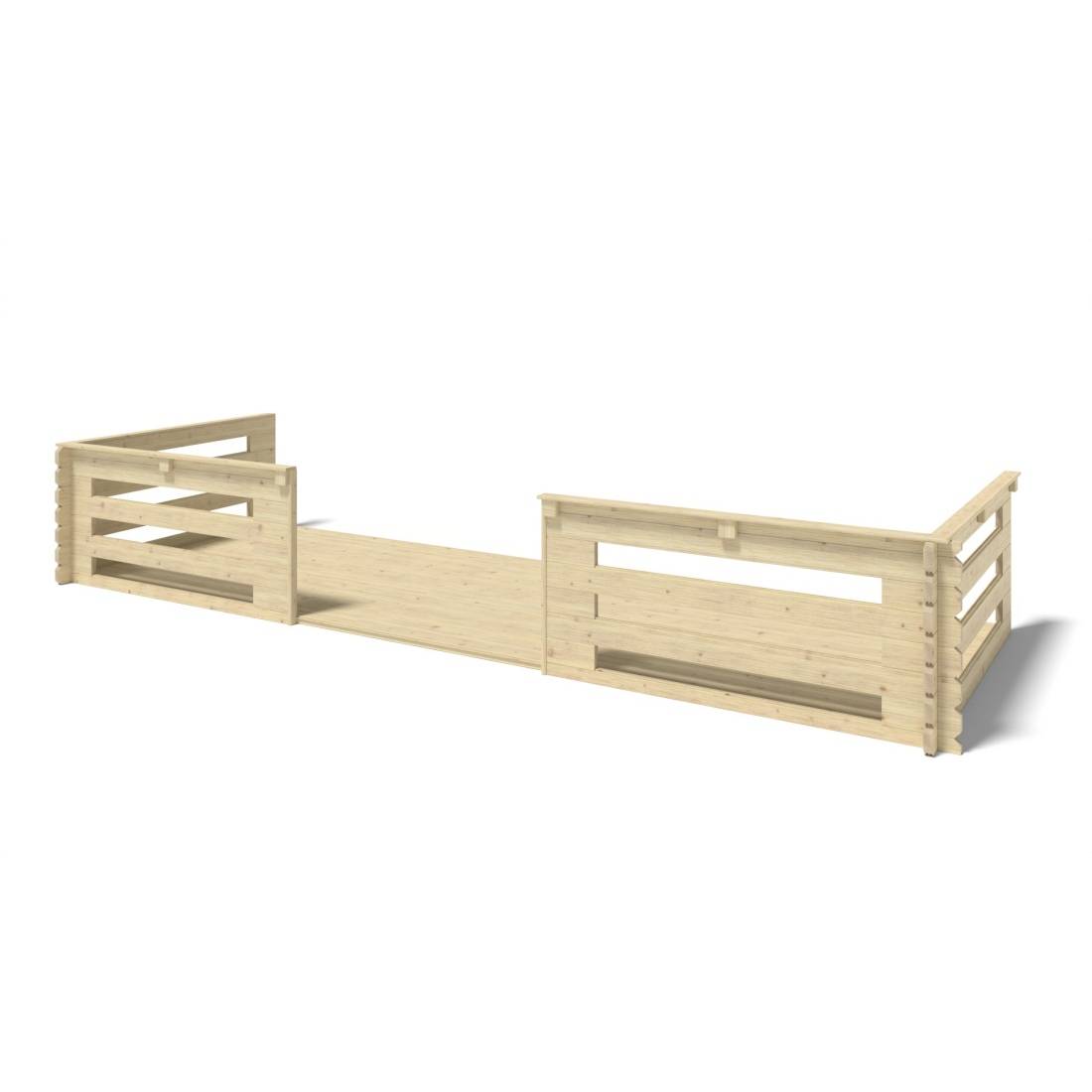 Altanka - Terrasse en bois avec balustrade pour abri en bois - 12m2 - 6m x 2m - couleur: naturel - DOM555 - ALTANKA - Image 1