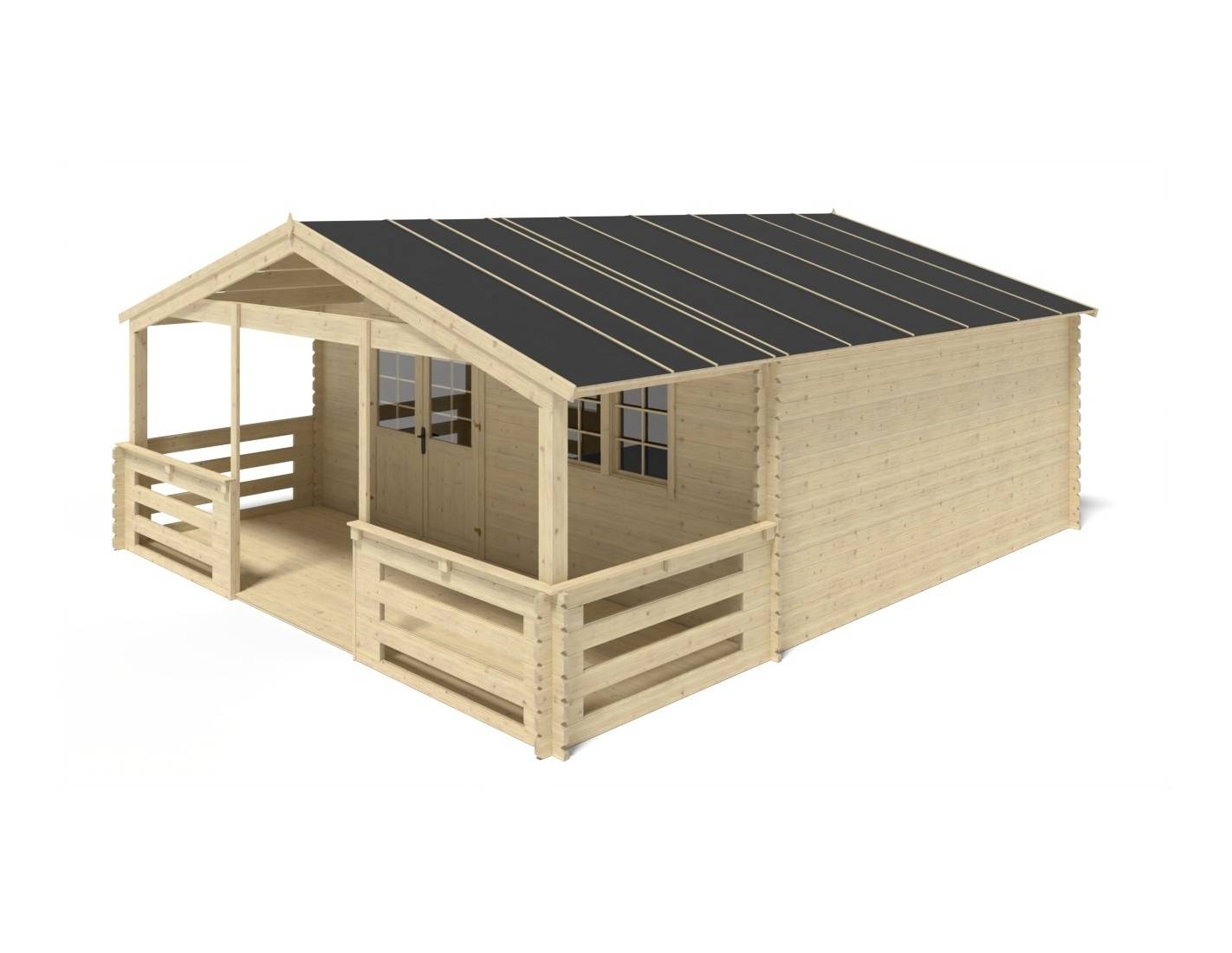 Altanka - Terrasse en bois avec balustrade pour abri en bois - 12m2 - 6m x 2m - couleur: naturel - DOM555 - ALTANKA - Image 3