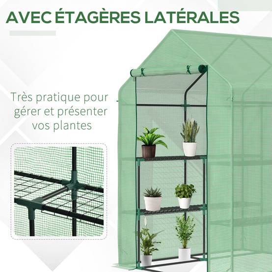 Serre de jardin étagères acier bâche PE balcon croissance plantes 143x138x190cm vert - ComfortXL Outdoor Living - Image 8