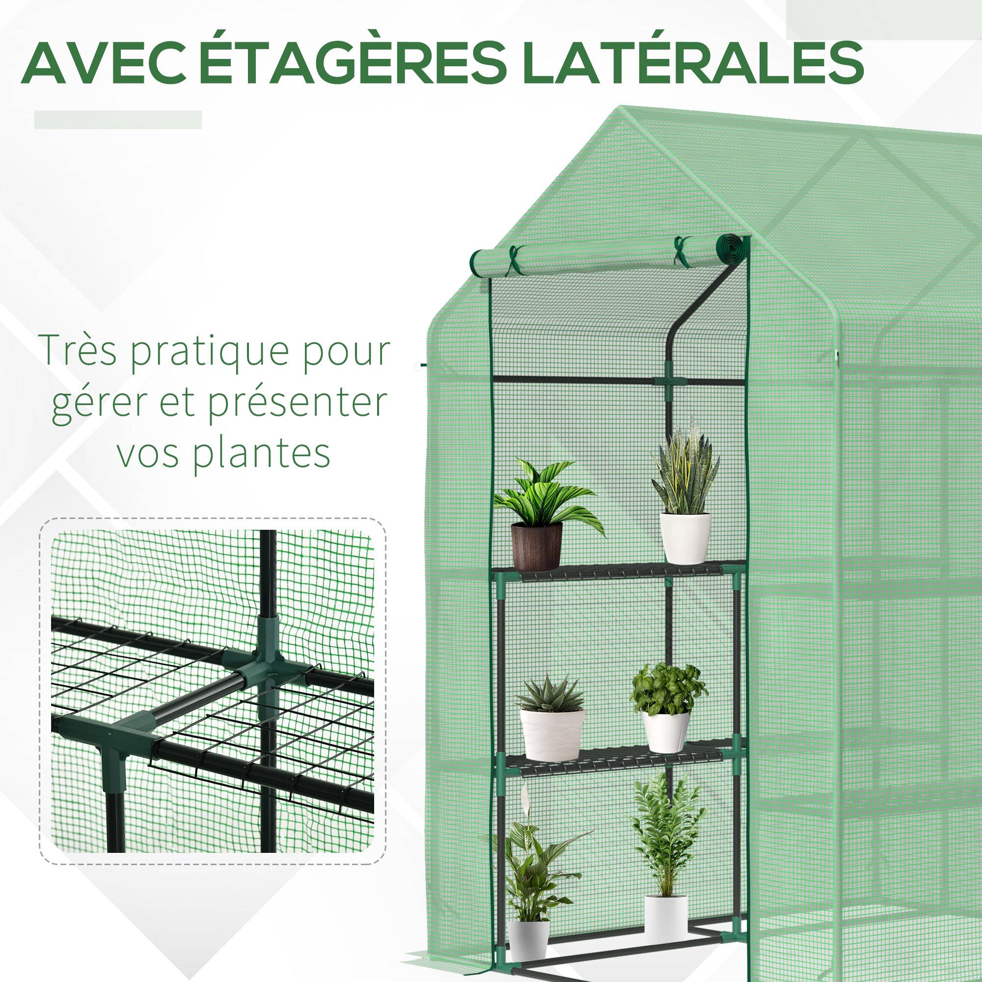 Serre de jardin étagères acier bâche PE balcon croissance plantes 143x138x190cm vert - ComfortXL Outdoor Living - Image 8