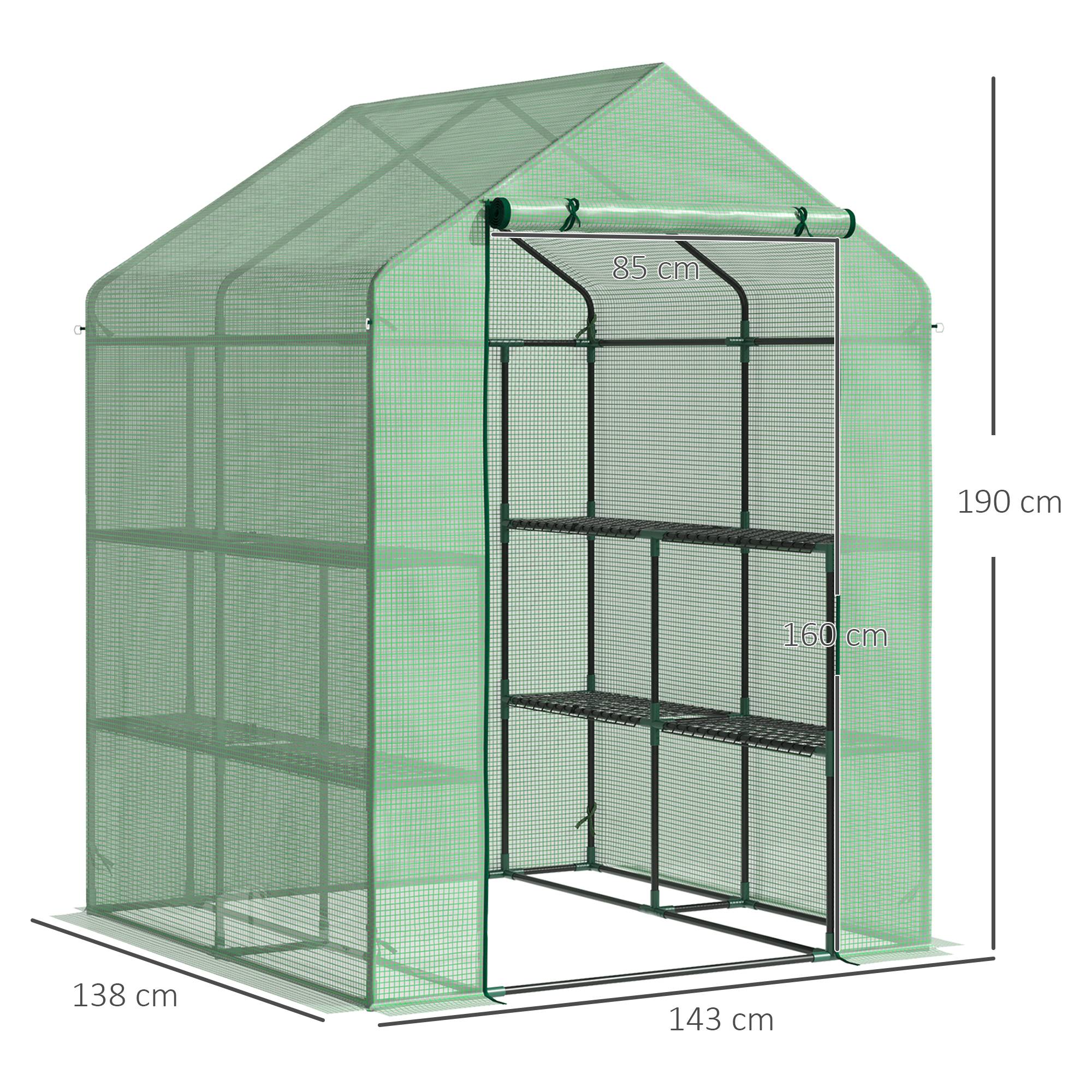 Serre de jardin étagères acier bâche PE balcon croissance plantes 143x138x190cm vert - ComfortXL Outdoor Living - Image 5