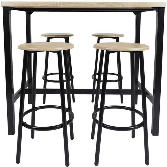 The Home Deco Factory - Ensemble table mange debout avec 4 tabourets Loka - Image 1