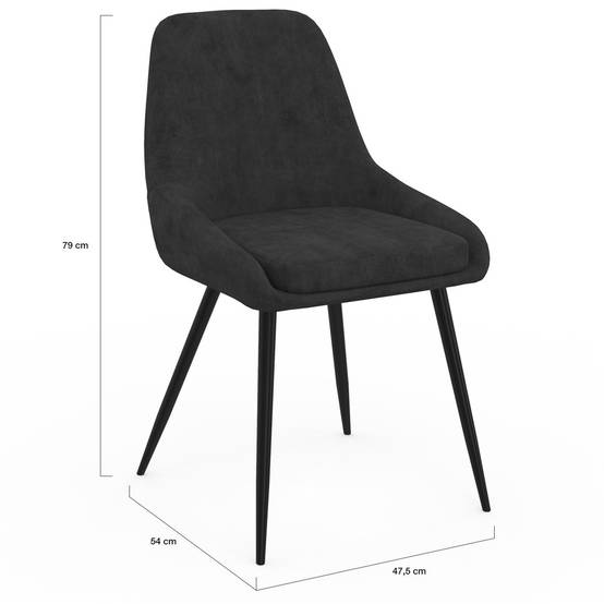 IDMARKET - Lot de 6 chaises THALYA en velours noir avec accoudoirs - Image 5