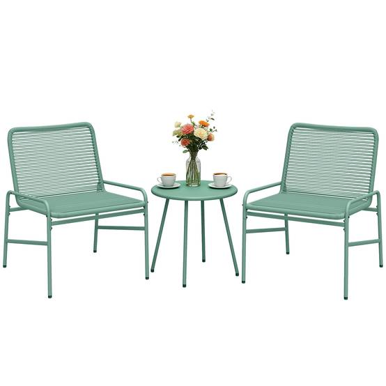 Salon de jardin ensemble table et chaises avec 1 table à manger et 4 chaises dossier pliable plateau en verre trempé - Image 1